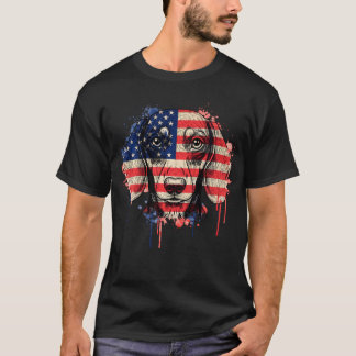 T-shirt Dachshund Drapeau Américain Chien Saucisse 4 Juill