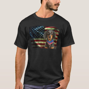 T-shirt Dachshund, Drapeau américain mignon Hommes