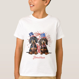 T-shirt Dachshund drapeau américain patriotique du 4 juill