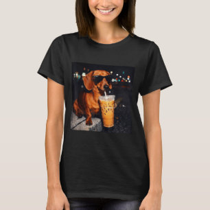T-shirt Dachshund drôle buvant un café glacé amateur d'hum