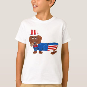 T-shirt Dachshund en costume d'Oncle Sam