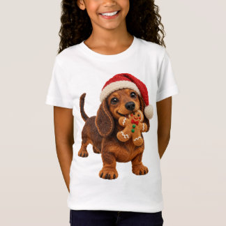 T-Shirt Dachshund en feutre pour Noël chiot au pain d'épic