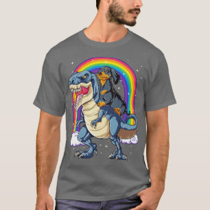 T-shirt Dachshund équitation Dinosaur T rex pour hommes ga