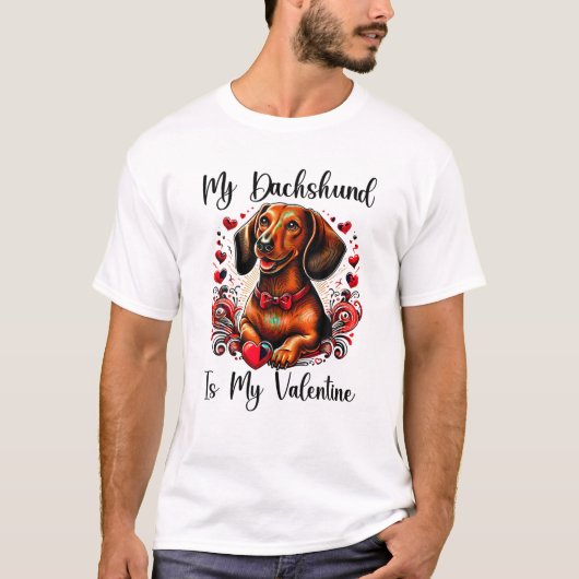 T-shirt Dachshund Est Ma Saint Valentin (Devant)