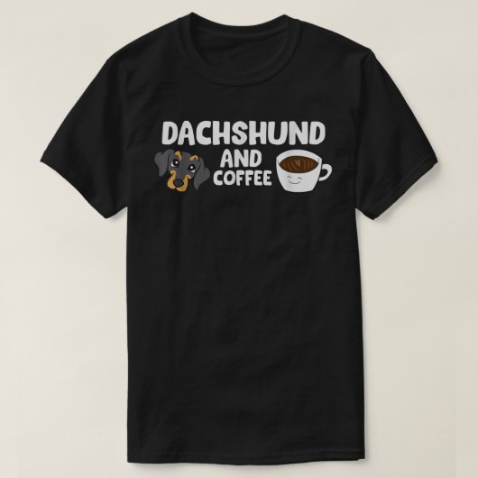 T-Shirt Dachshund Et Café (Design devant)