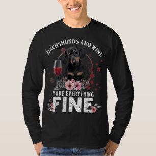 T-shirt Dachshund Et Le Vin Font Tout Boire Vin Fin