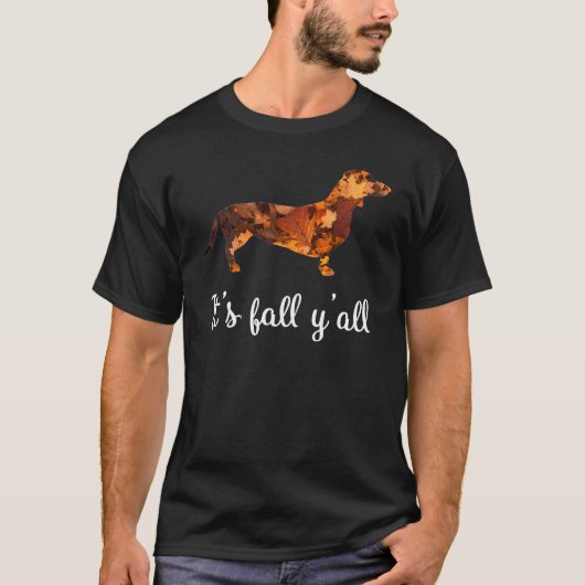 T-shirt Dachshund Fall Yall Cute Womens (Devant)