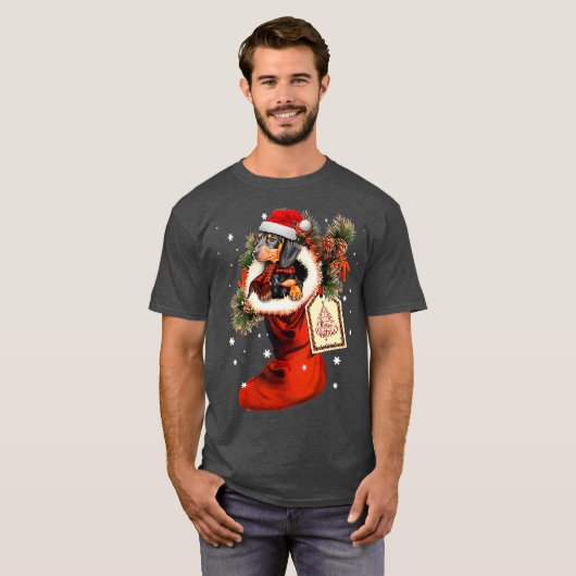 T-shirt Dachshund Funny Dans Sock Chien De Noël Doxie (Devant entier)