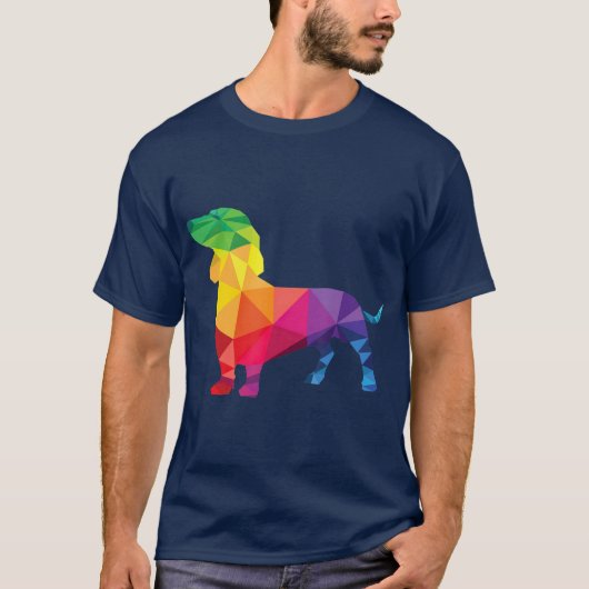 T-shirt Dachshund Gay pride LGB Rainbow Drapeaux Chien (Devant)