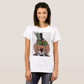 T-shirt Dachshund Green Gogges Top Hat (Devant entier)