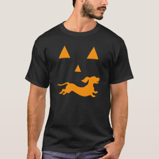 T-shirt Dachshund Halloween Éffrayant visage chien classiq