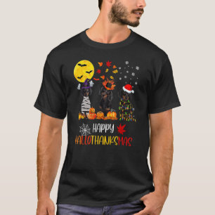 T-shirt Dachshund Halloween Happy HalloMerciMas Automne E