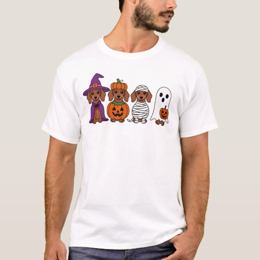 T-shirt Dachshund Halloween sorcière Citrouille maman fant (Devant)