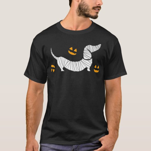 T-shirt Dachshund Halloweenie Mummy Jack (Devant)