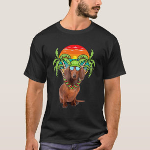 T-shirt Dachshund hawaïen portant des lunettes de soleil c