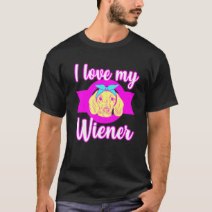 T-shirt Dachshund J'Aime Mon Chien Wiener Pour Propriétair