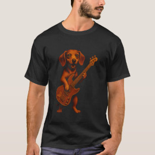 T-shirt Dachshund jouant de la guitare électrique