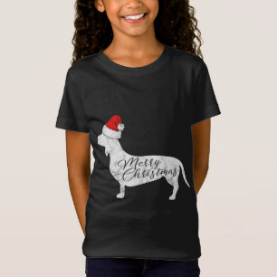 T-Shirt Dachshund Joyeux Noël I Doxie Père Noël Silhouette