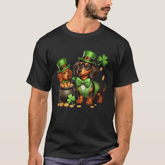 T-shirt Dachshund Leprechaun St Patricks Day Shamrock Kids (Devant)