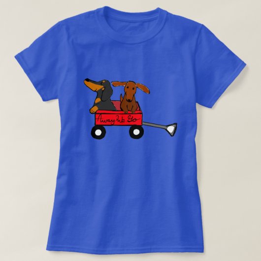 T-shirt Dachshund Little Red Wagon (Design devant)