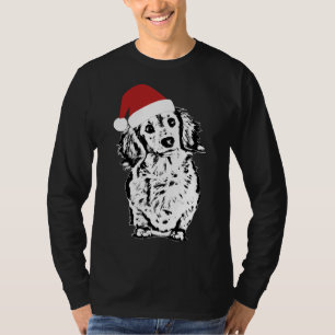 T-shirt Dachshund LonghEI Noël Santa Hat