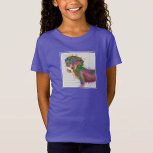 T-Shirt Dachshund & Lunettes Rainbow Splash