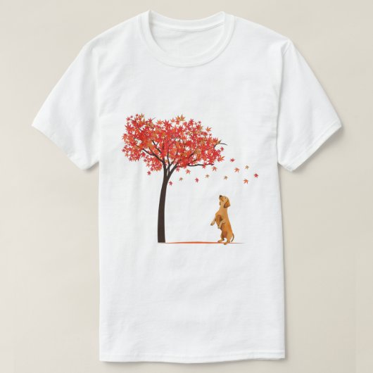 T-shirt Dachshund Maple Tree Thanksgiving Day mignon chien (Design devant)
