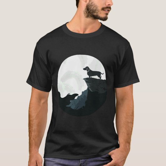 T-shirt Dachshund Moon Dachshund Lover (Devant)