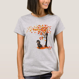 T-shirt Dachshund Owl Et Fall Tree Dachshund Lover Automne