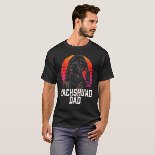 T-shirt Dachshund Papa Retro Weiner Sausage Chien Papa Bad (Devant entier)