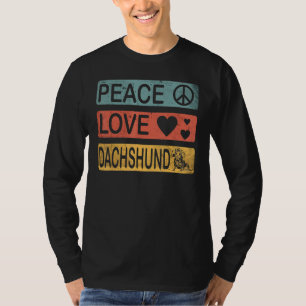 T-shirt Dachshund Peace Love Wiener Retro Dog Onwer Doxie