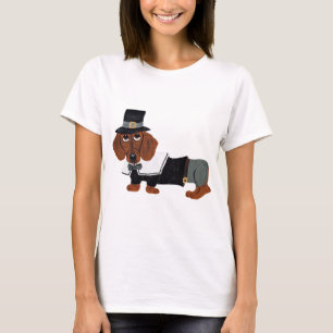 T-shirt Dachshund Pèlerin de Thanksgiving