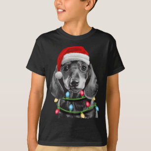 T-shirt Dachshund Père Noël Christmas Tree Lights Xmas Wie