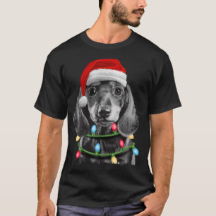T-shirt Dachshund Père Noël Christmas Tree Lights Xmas Wie