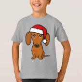 T-shirt Dachshund Père Noël mignonne Noël Wiener Chien vac (Devant)