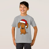 T-shirt Dachshund Père Noël mignonne Noël Wiener Chien vac (Devant entier)