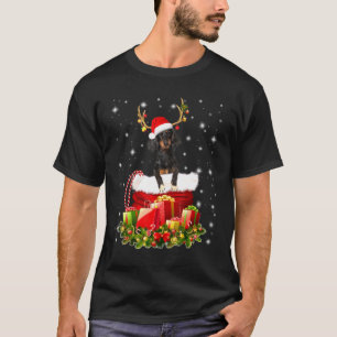 T-shirt Dachshund Reindeer Dans Père Noël Costume Boîte À