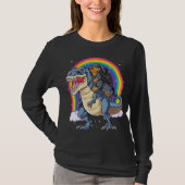 T-shirt Dachshund Riding Dinosaur T Rex Cadeaux Garçons En (Devant)