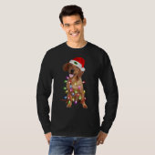 T-shirt Dachshund Santa Christmas Tree Lights Xmas (Devant entier)