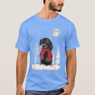 T-shirt Dachshund Scarf hiverChiens Forêt neige NoëlNi