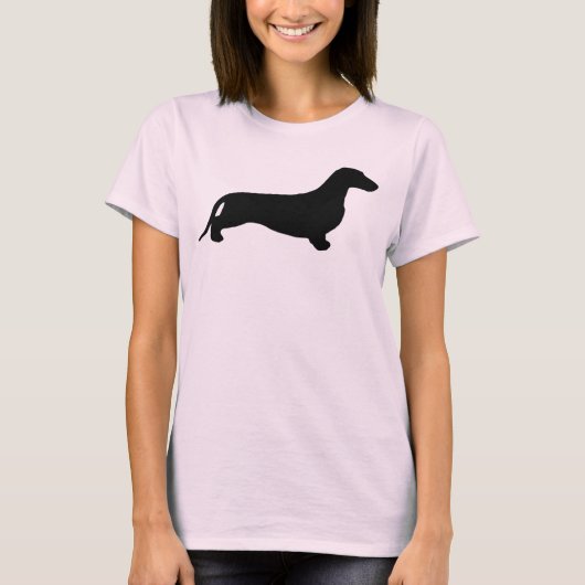 T-shirt Dachshund silhouette noire + vos idées (Devant)