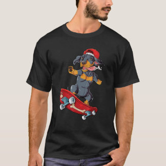 T-shirt Dachshund Skateboard  Wiener Dog Funny Skateboardi