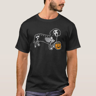 T-shirt Dachshund Skeleton Jack O Lantern Funny Halloween