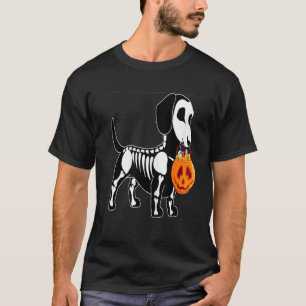 T-shirt Dachshund Skeleton Jack-o'-lantern Halloween