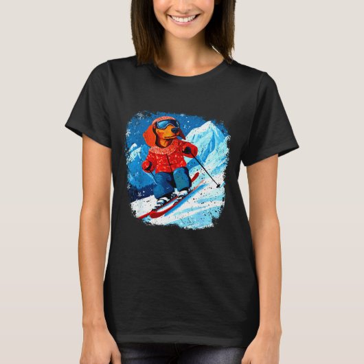 T-shirt Dachshund ski (Devant)
