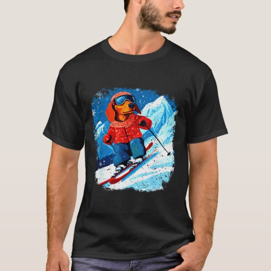 T-shirt Dachshund ski  (Devant)