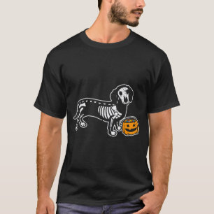 T-shirt Dachshund squelette Jack O Lantern Halloween drôle