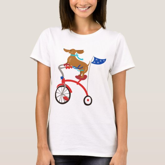 T-shirt Dachshund sur vélo (Devant)