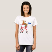 T-shirt Dachshund sur vélo (Devant entier)