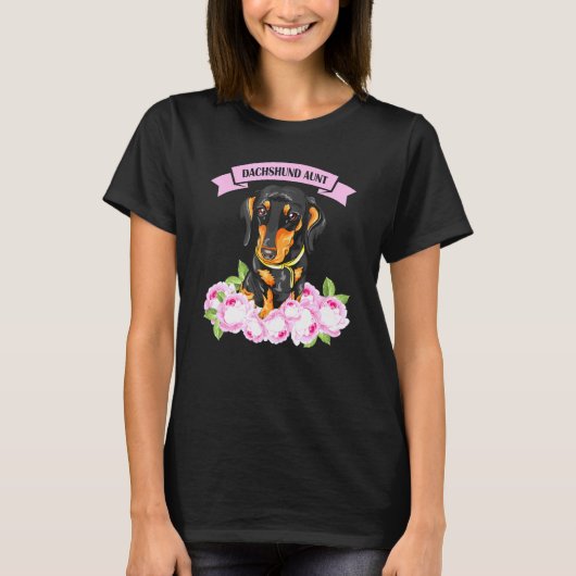 T-shirt Dachshund Tante Wiener Doxie Propriétaire Floral F (Devant)